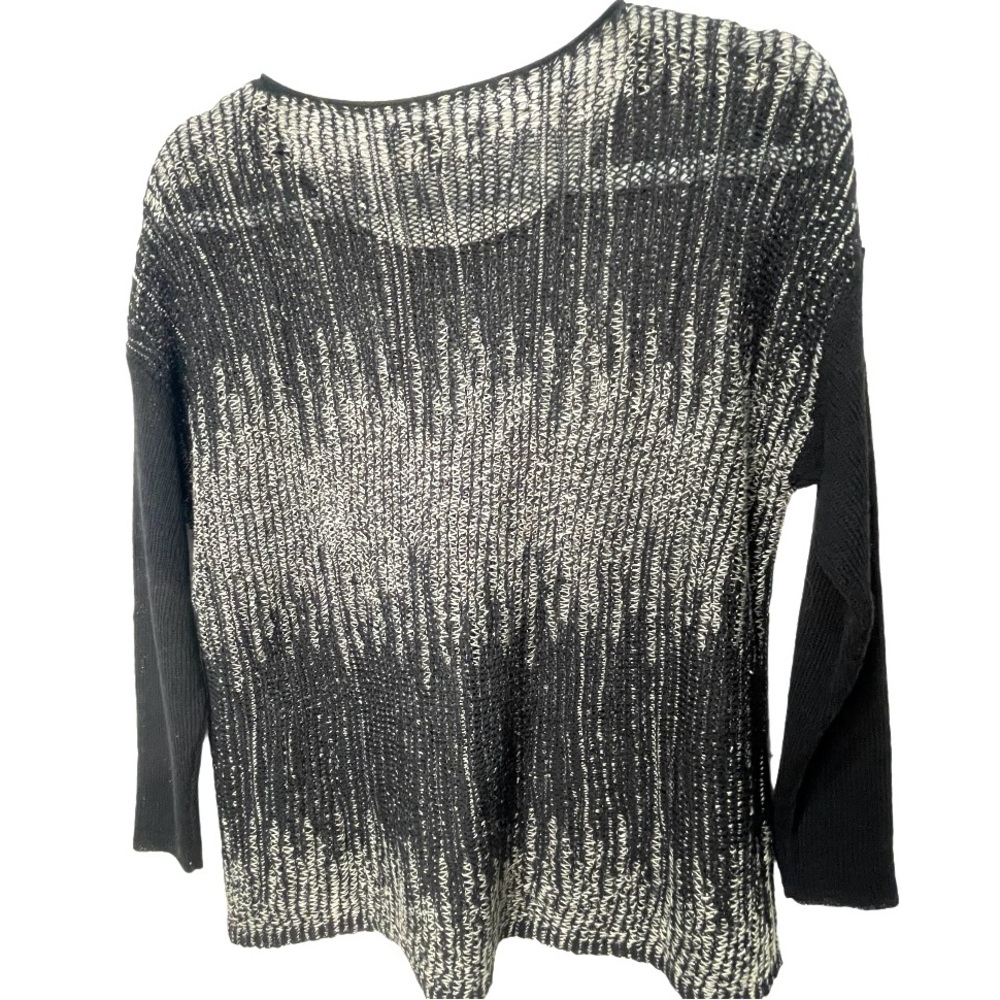 Eileen Fisher Black Sweater Wool Linen Relax Box Top Lightweight SZ XS - Picture 6 of 8